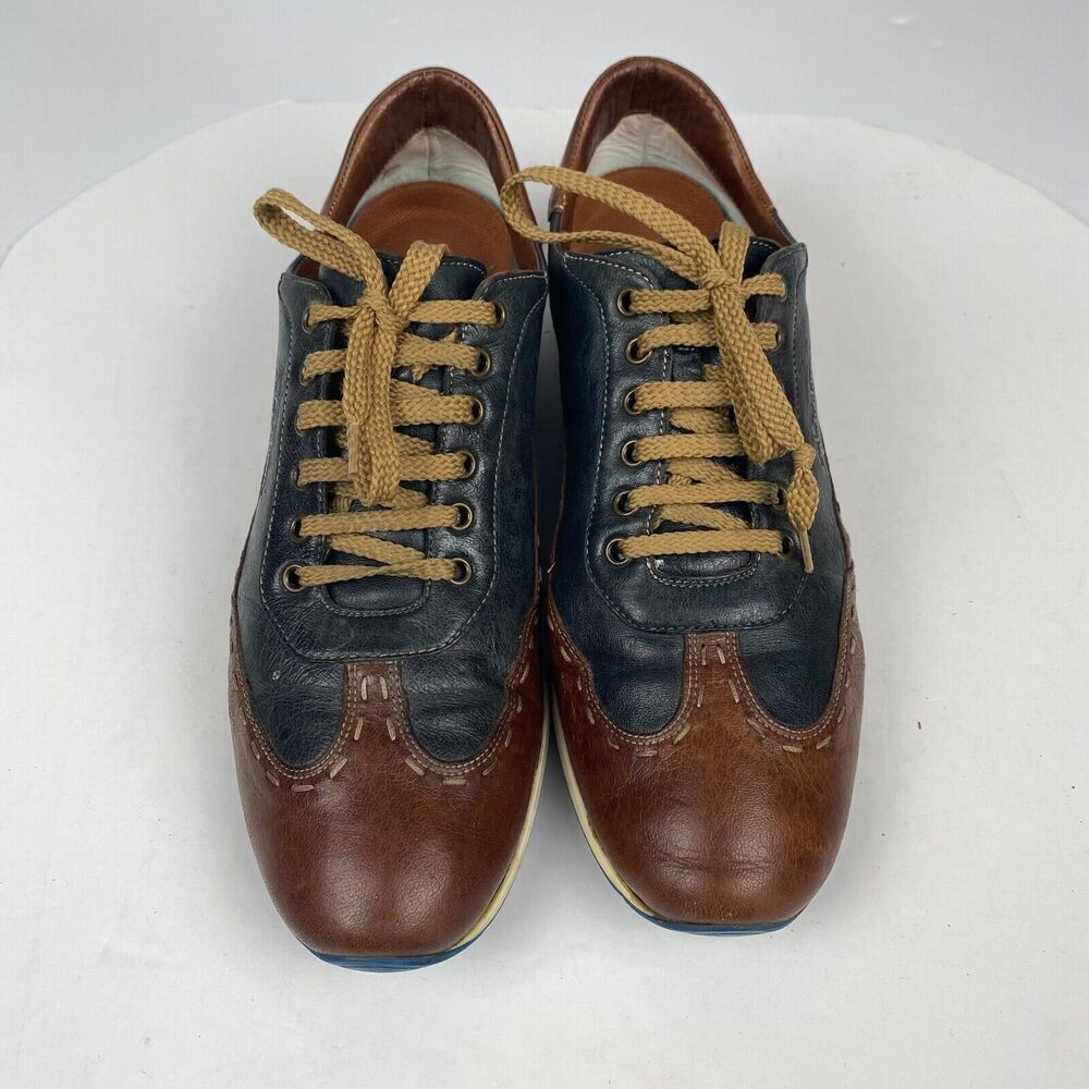 Galizio Torresi Brown/Blue Leather Women's Sneakers SZ 44 Comfort Made in Italy